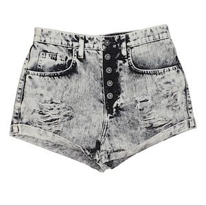 Carmar Gray Acid Wash High Waisted Shorts